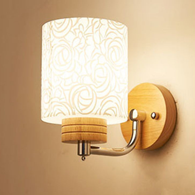 Cylinder Flower Pattern Glass Wall Lamp