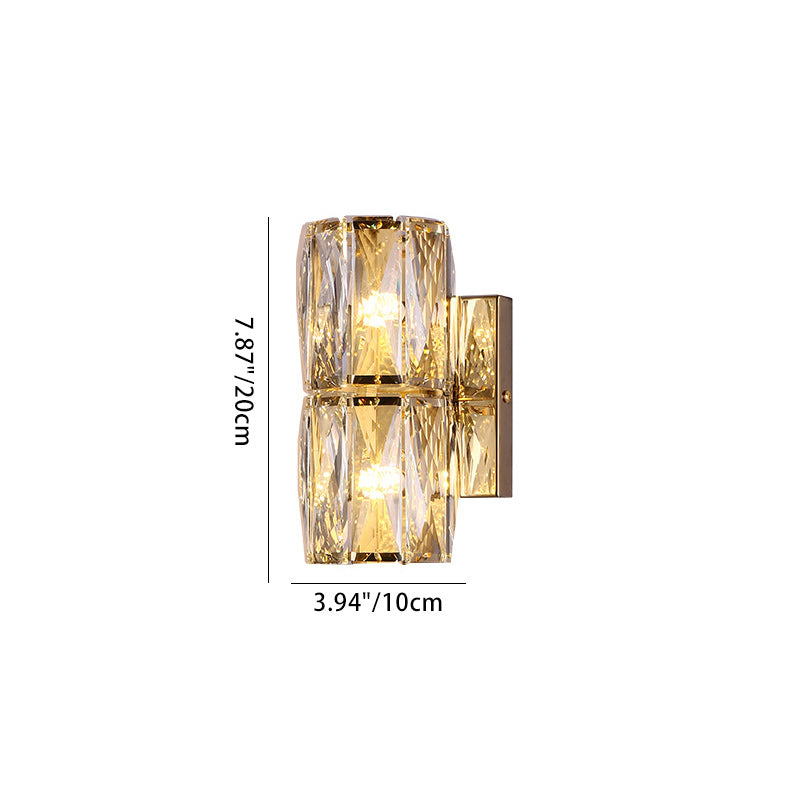 Cylinder Stainless Steel Crystal 4-Light Wall Lamp