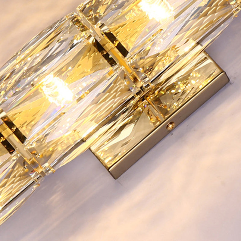 Cylinder Stainless Steel Crystal 4-Light Wall Lamp