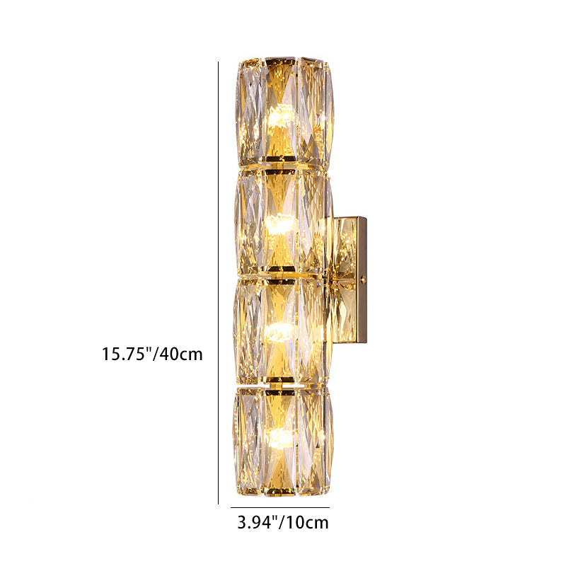 Cylinder Stainless Steel Crystal 4-Light Wall Lamp
