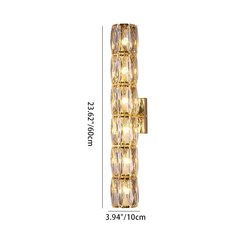 Cylinder Stainless Steel Crystal 4-Light Wall Lamp