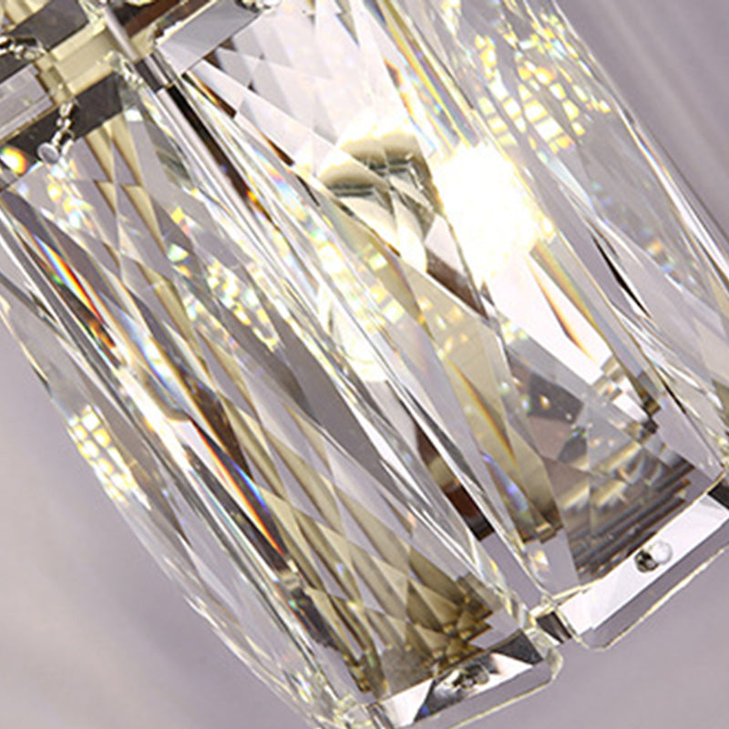 Cylinder Stainless Steel Crystal 4-Light Wall Lamp