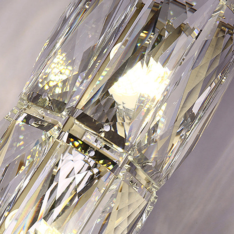 Cylinder Stainless Steel Crystal 4-Light Wall Lamp