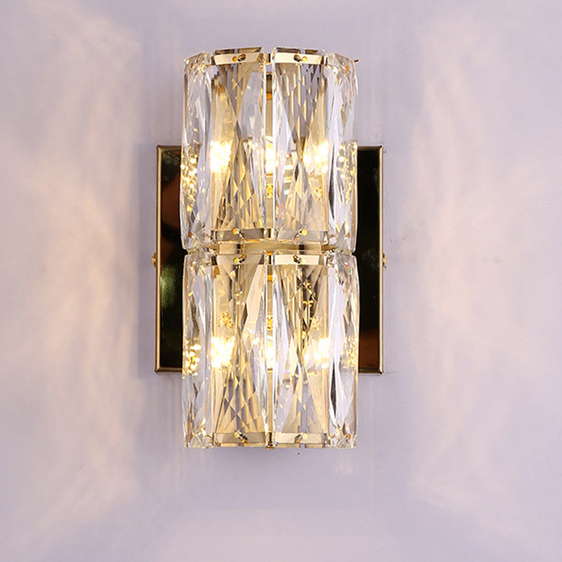 Cylinder Stainless Steel Crystal 4-Light Wall Lamp