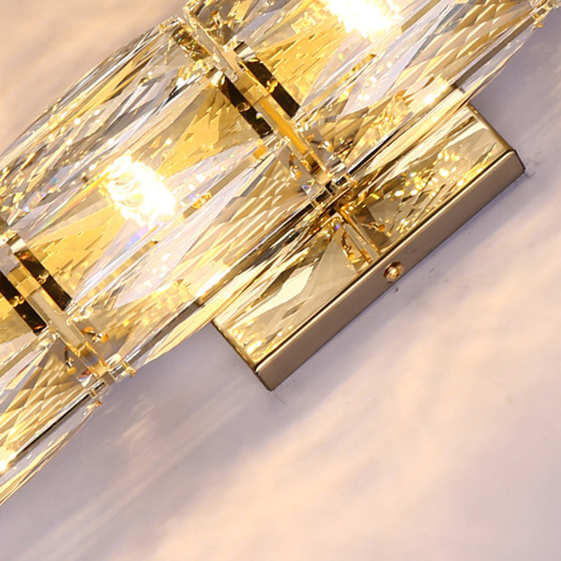 Cylinder Stainless Steel Crystal 4-Light Wall Lamp