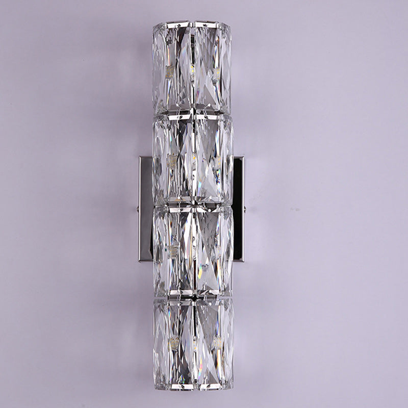 Cylinder Stainless Steel Crystal 4-Light Wall Lamp