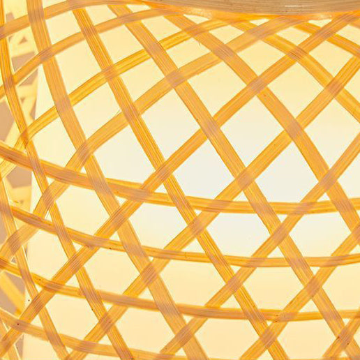 Cylinder Bamboo Weaving Glass Table Lamp