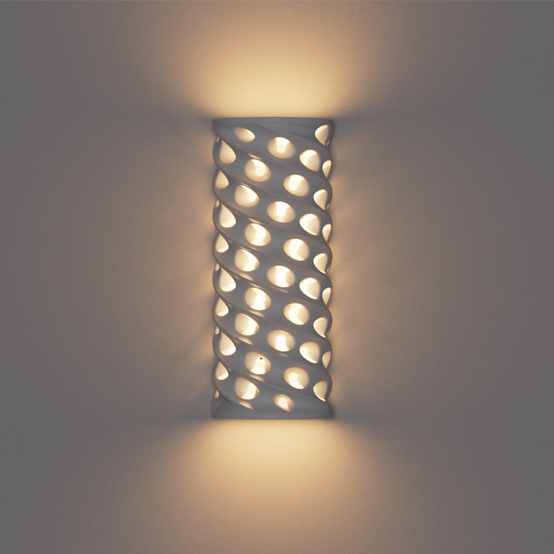 Cylinder Hollow Corrugated Ceramics Wall Lamp