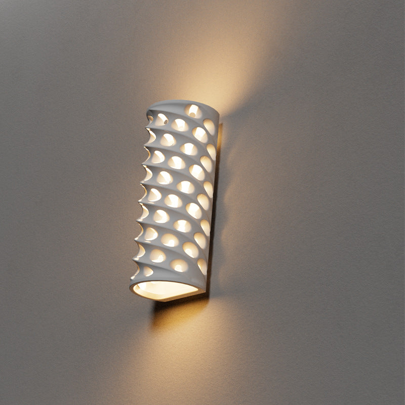Cylinder Hollow Corrugated Ceramics Wall Lamp