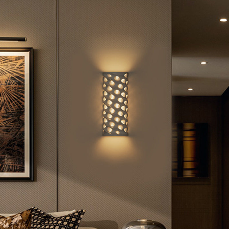 Cylinder Hollow Corrugated Ceramics Wall Lamp
