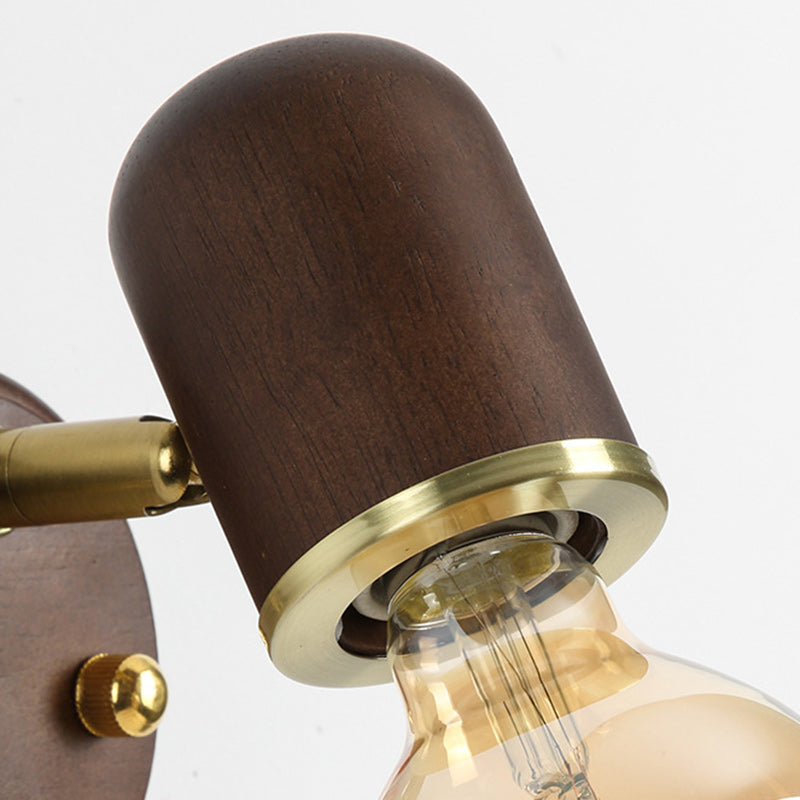 Solid Wood Glass Lampshade Wall Lamp