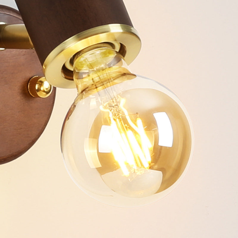 Solid Wood Glass Lampshade Wall Lamp