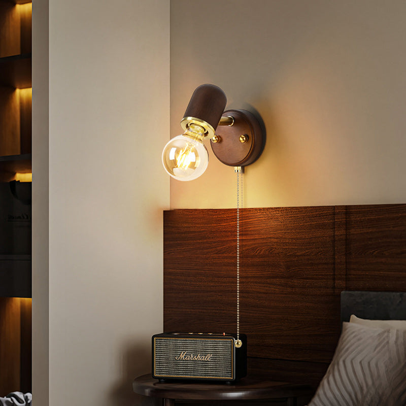 Solid Wood Glass Lampshade Wall Lamp