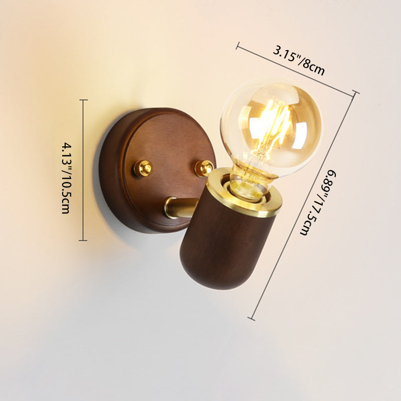 Solid Wood Glass Lampshade Wall Lamp