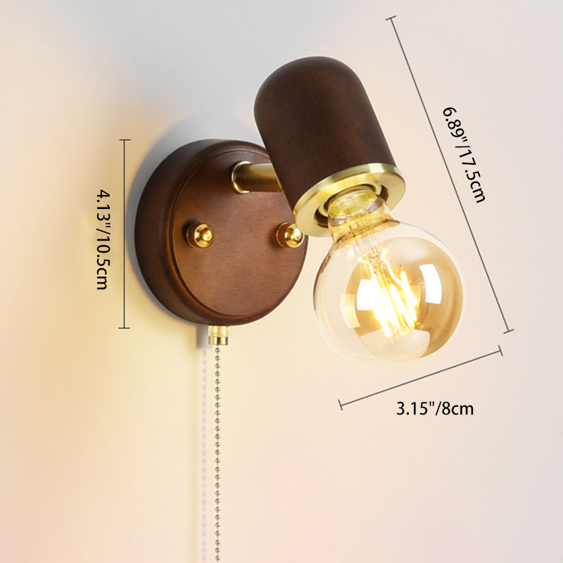 Solid Wood Glass Lampshade Wall Lamp