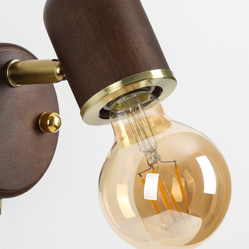 Solid Wood Glass Lampshade Wall Lamp