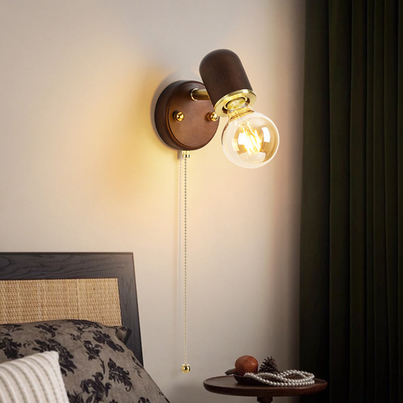 Solid Wood Glass Lampshade Wall Lamp