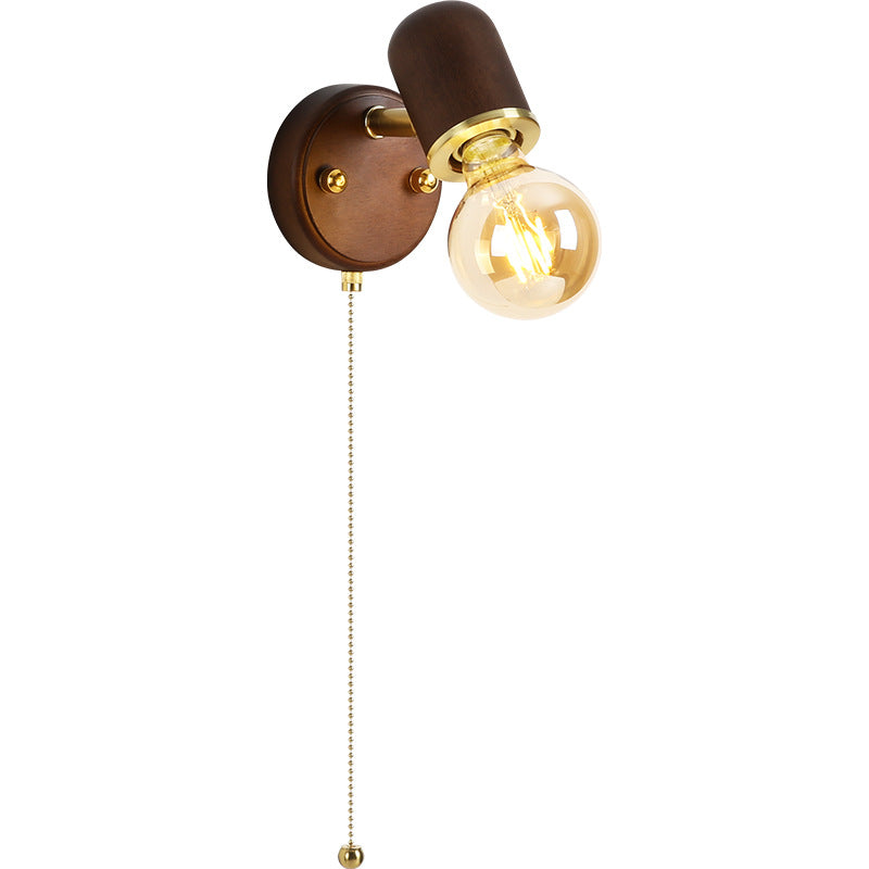 Solid Wood Glass Lampshade Wall Lamp