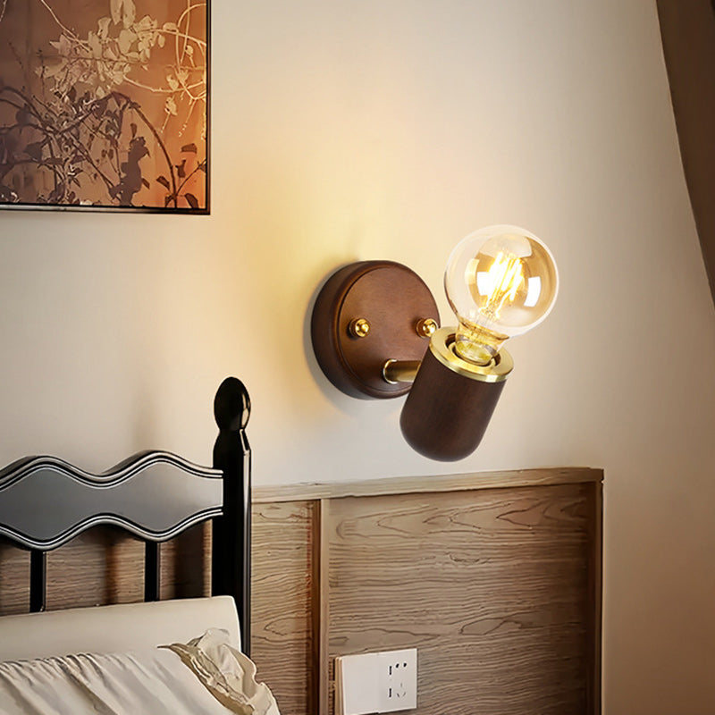 Solid Wood Glass Lampshade Wall Lamp