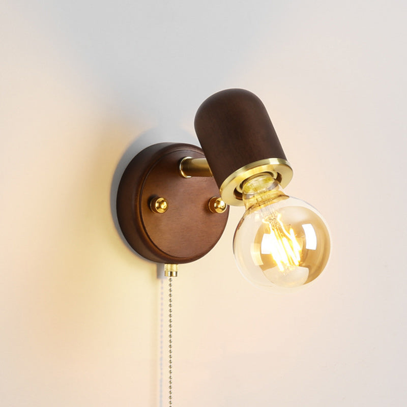 Solid Wood Glass Lampshade Wall Lamp