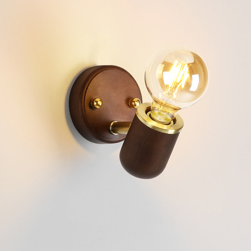 Solid Wood Glass Lampshade Wall Lamp