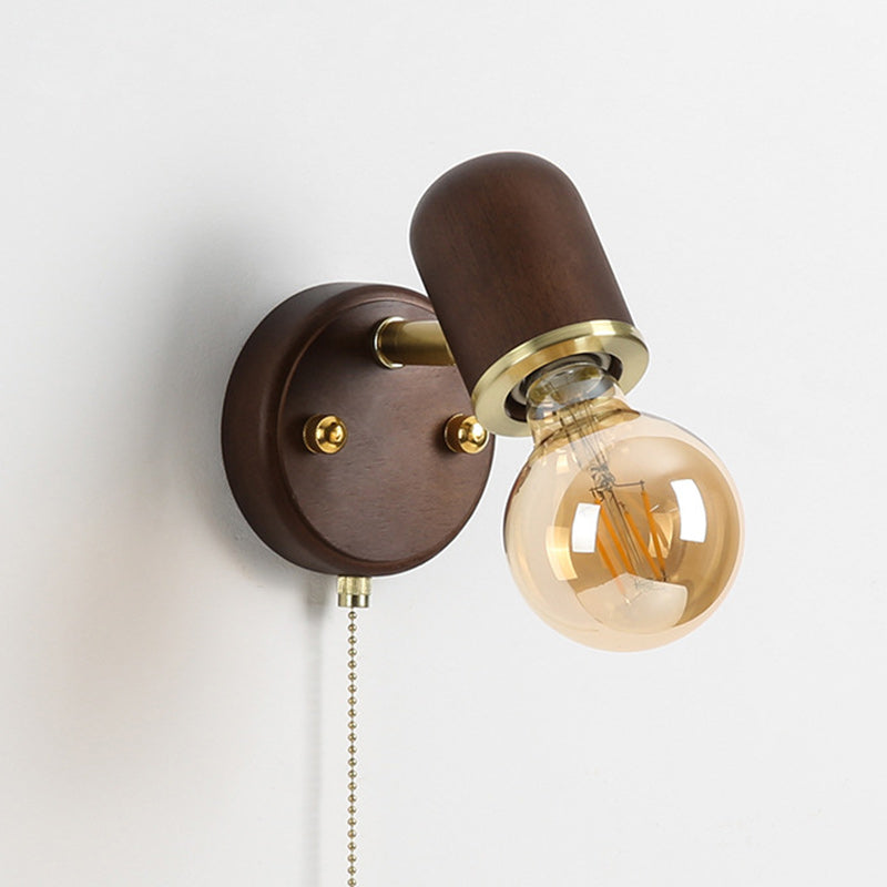 Solid Wood Glass Lampshade Wall Lamp
