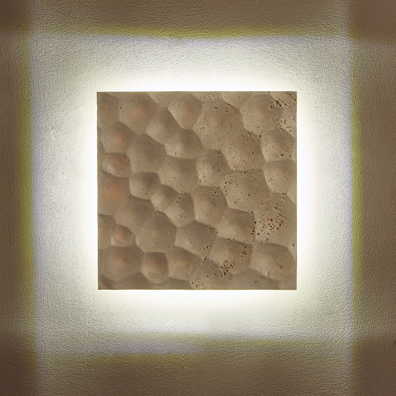 Square Yellow Travertine Hallways Wall Lamp