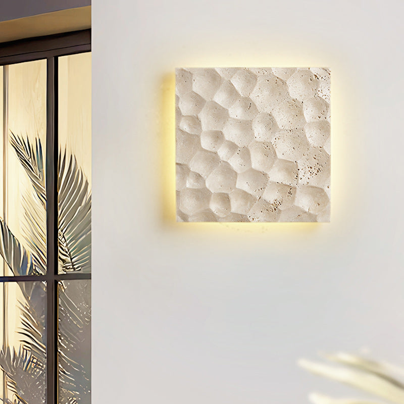 Square Yellow Travertine Hallways Wall Lamp