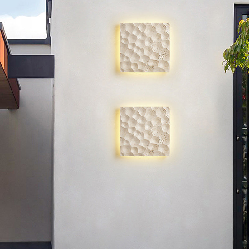 Square Yellow Travertine Hallways Wall Lamp