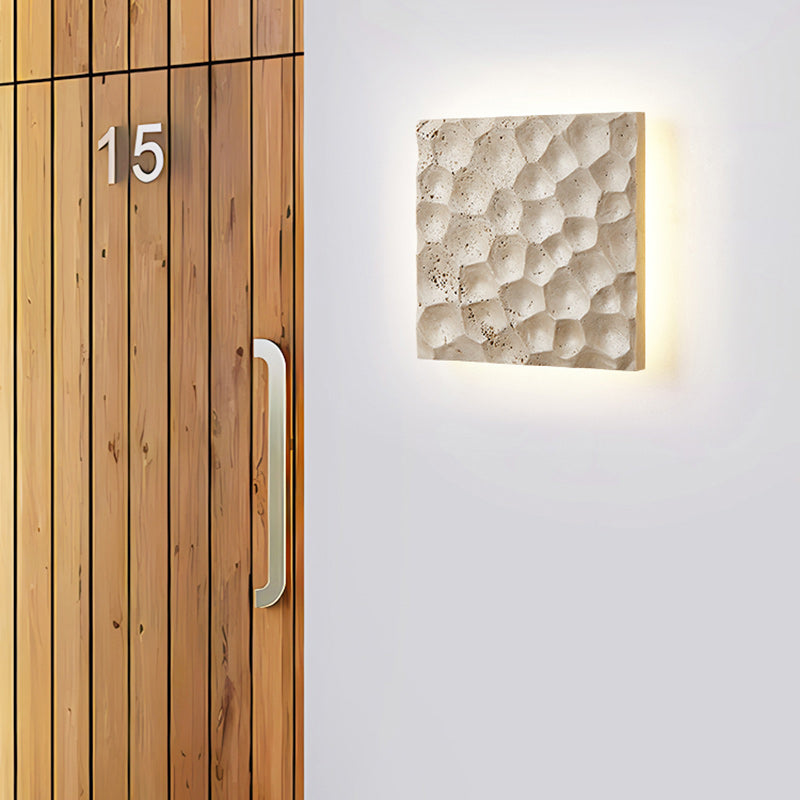 Square Yellow Travertine Hallways Wall Lamp