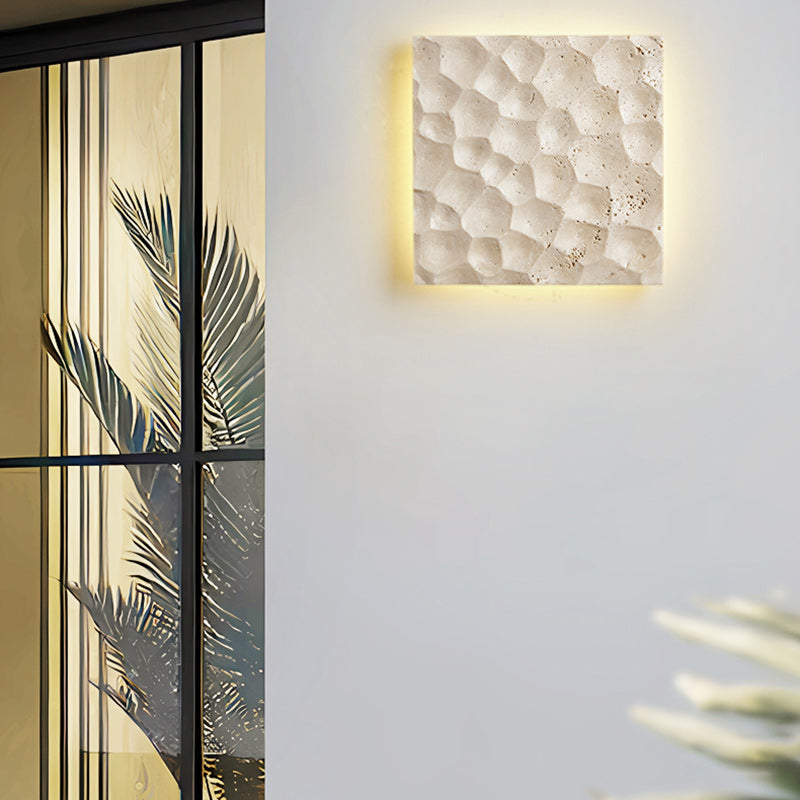 Square Yellow Travertine Hallways Wall Lamp