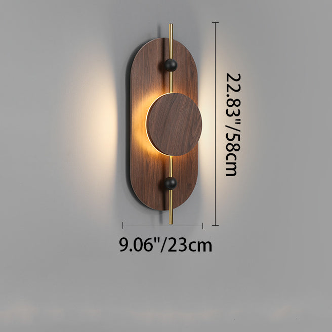 Round Oval Solid Wood Wall Lamp