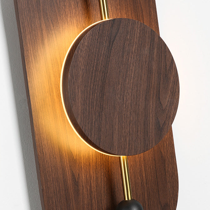 Round Oval Solid Wood Wall Lamp