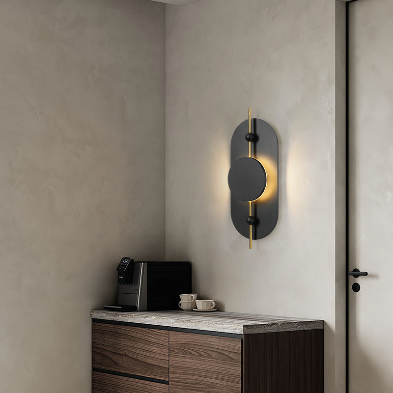 Round Oval Solid Wood Wall Lamp