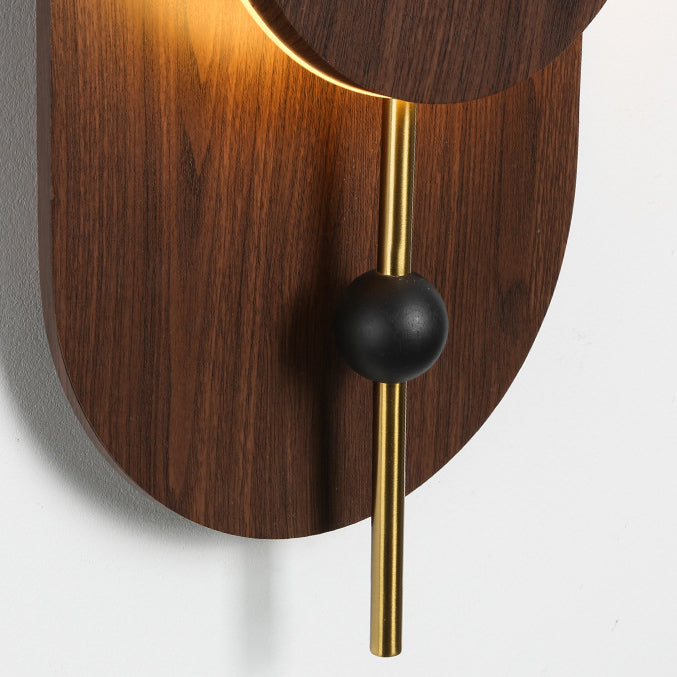 Round Oval Solid Wood Wall Lamp