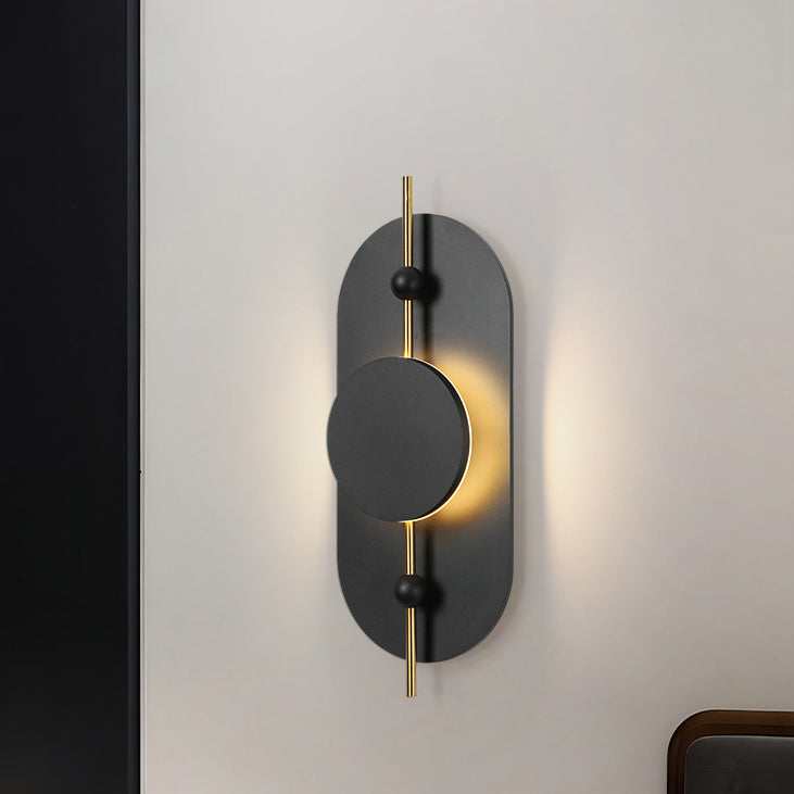 Round Oval Solid Wood Wall Lamp