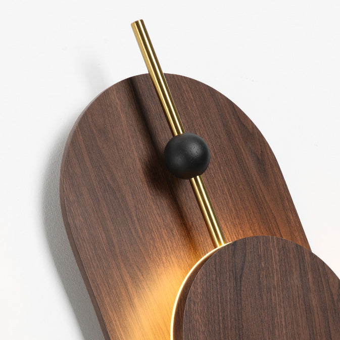 Round Oval Solid Wood Wall Lamp