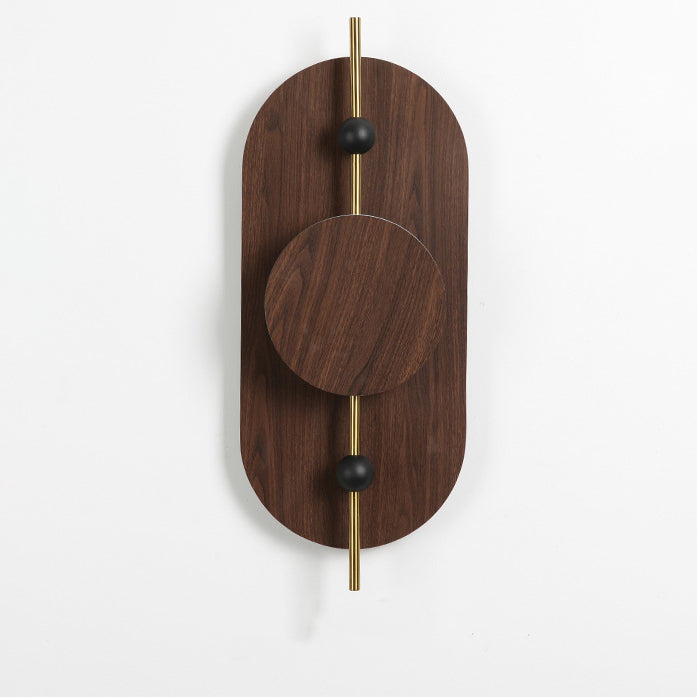 Round Oval Solid Wood Wall Lamp