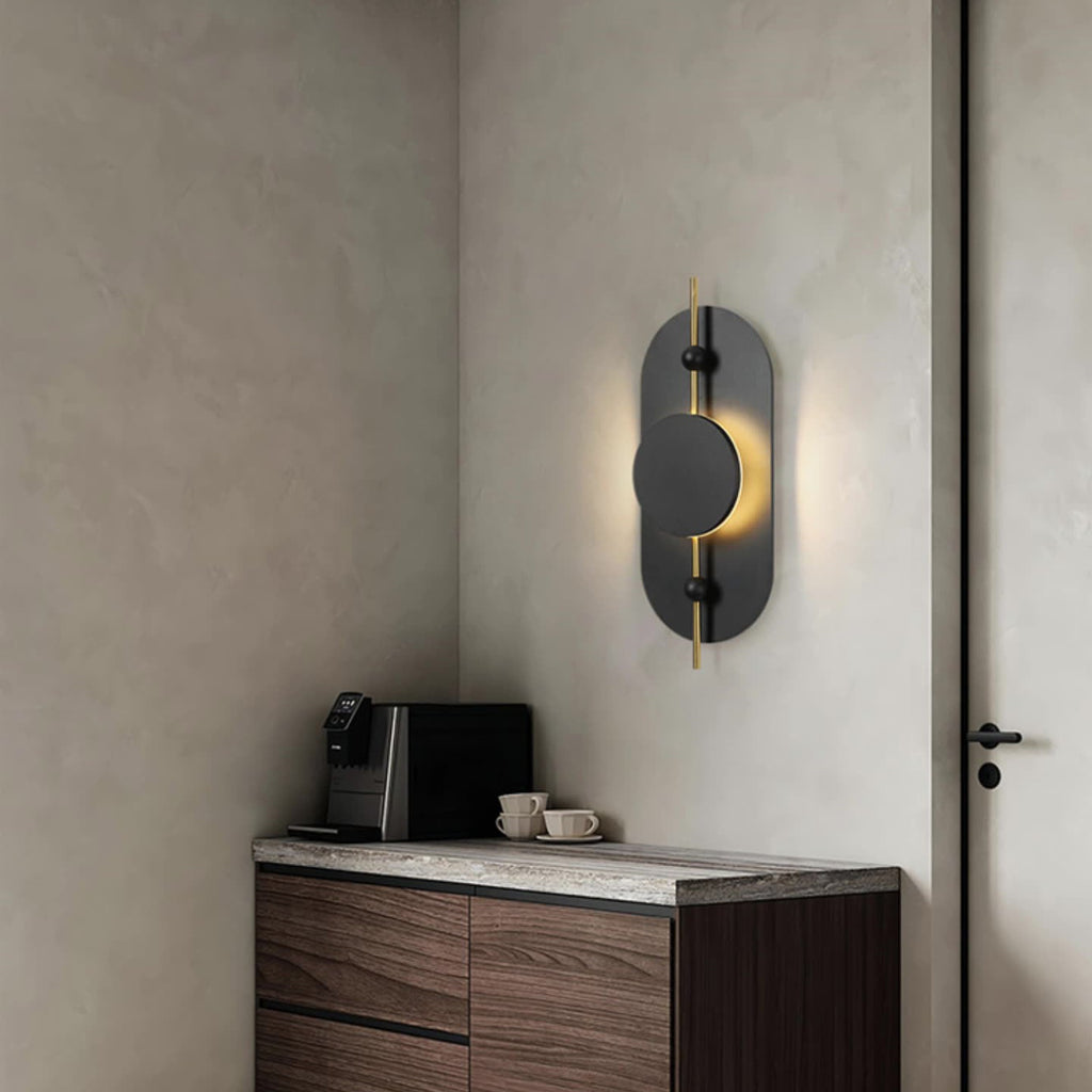 Round Oval Solid Wood Wall Lamp
