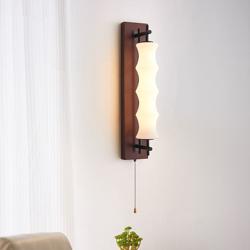 Rectangular Cylinder Solid Wood Wall Lamp