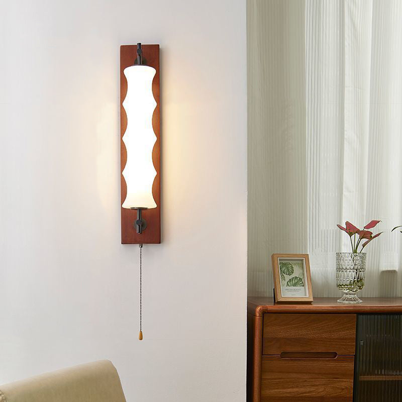 Rectangular Cylinder Solid Wood Wall Lamp