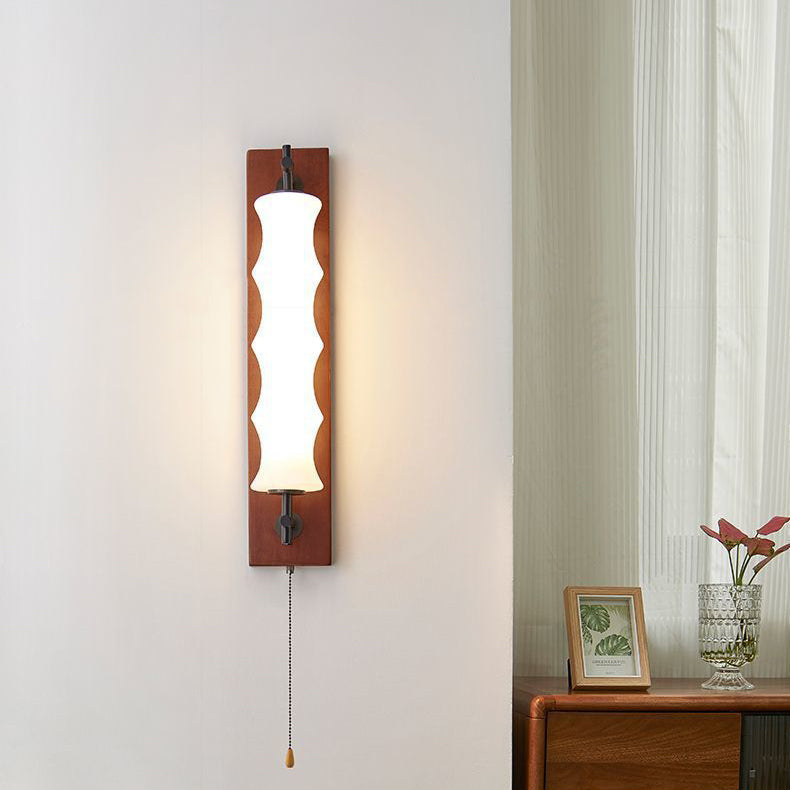 Rectangular Cylinder Solid Wood Wall Lamp