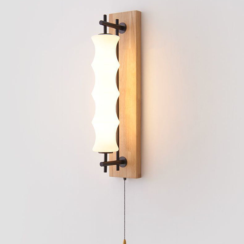 Rectangular Cylinder Solid Wood Wall Lamp
