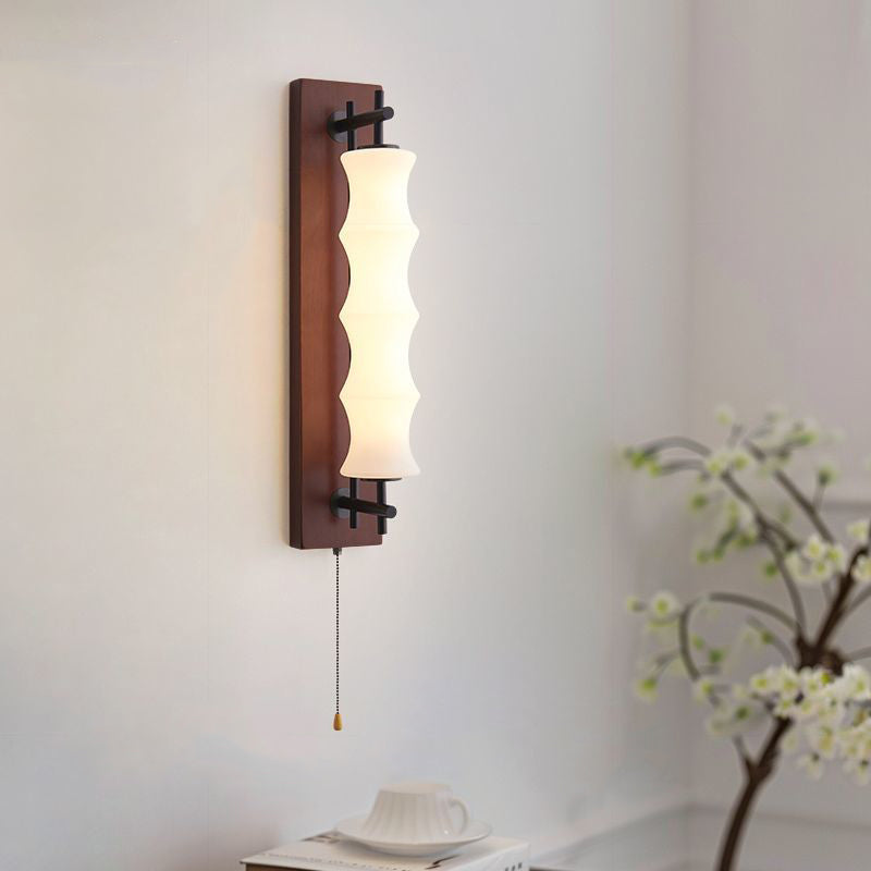 Rectangular Cylinder Solid Wood Wall Lamp