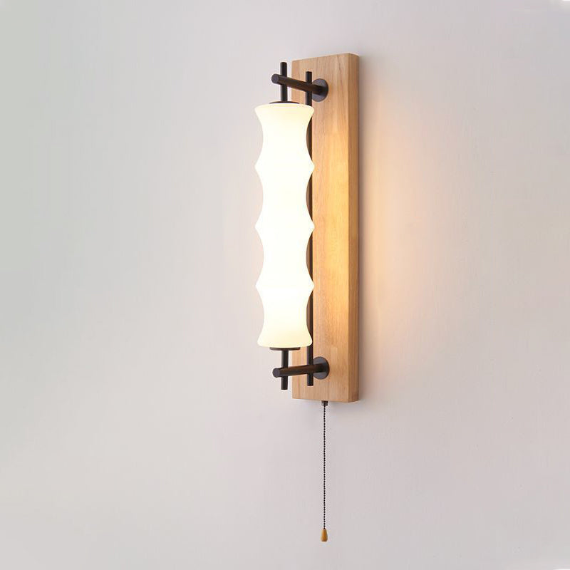 Rectangular Cylinder Solid Wood Wall Lamp