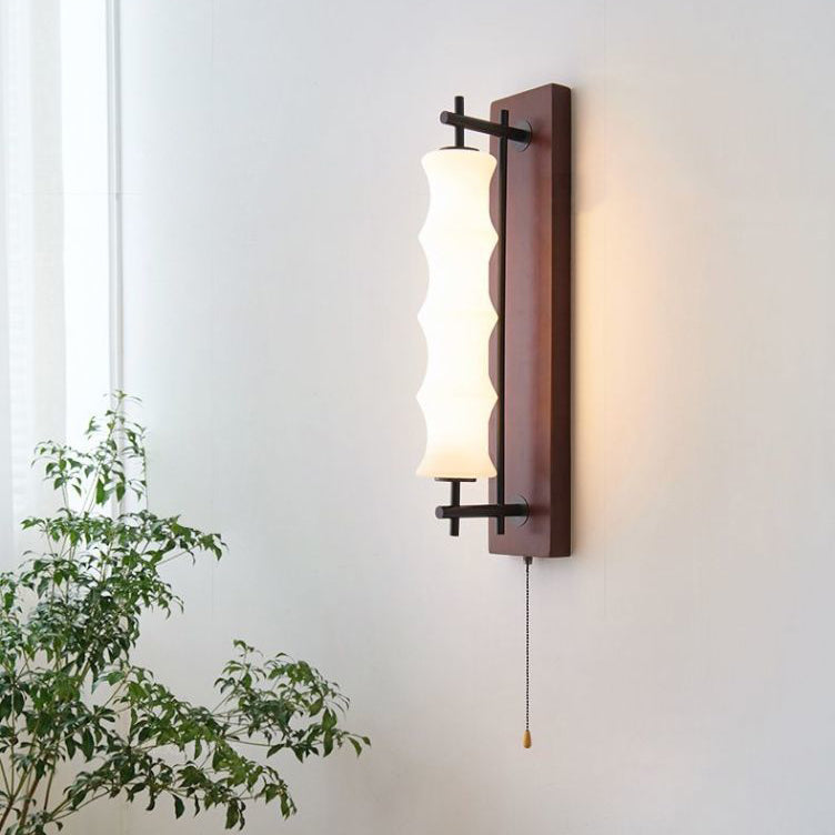 Rectangular Cylinder Solid Wood Wall Lamp