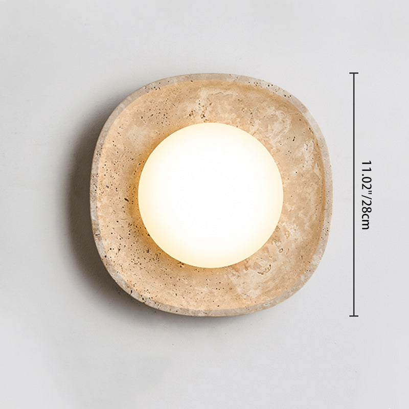 Round Yellow Travertine Rotational Wall Lamp