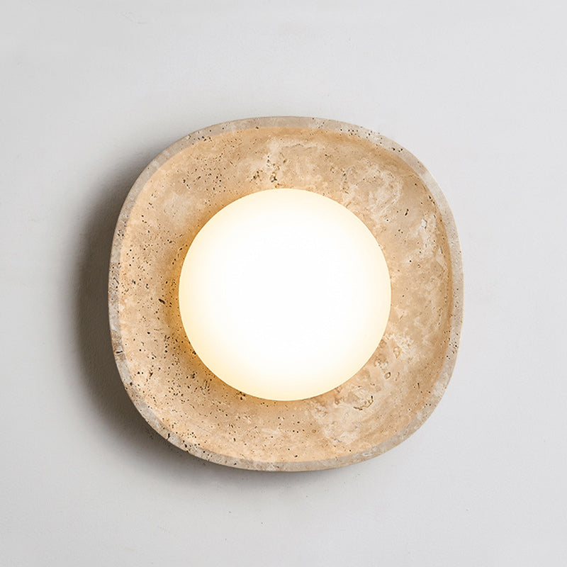 Round Yellow Travertine Rotational Wall Lamp