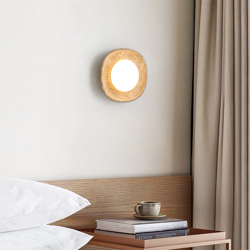 Round Yellow Travertine Rotational Wall Lamp