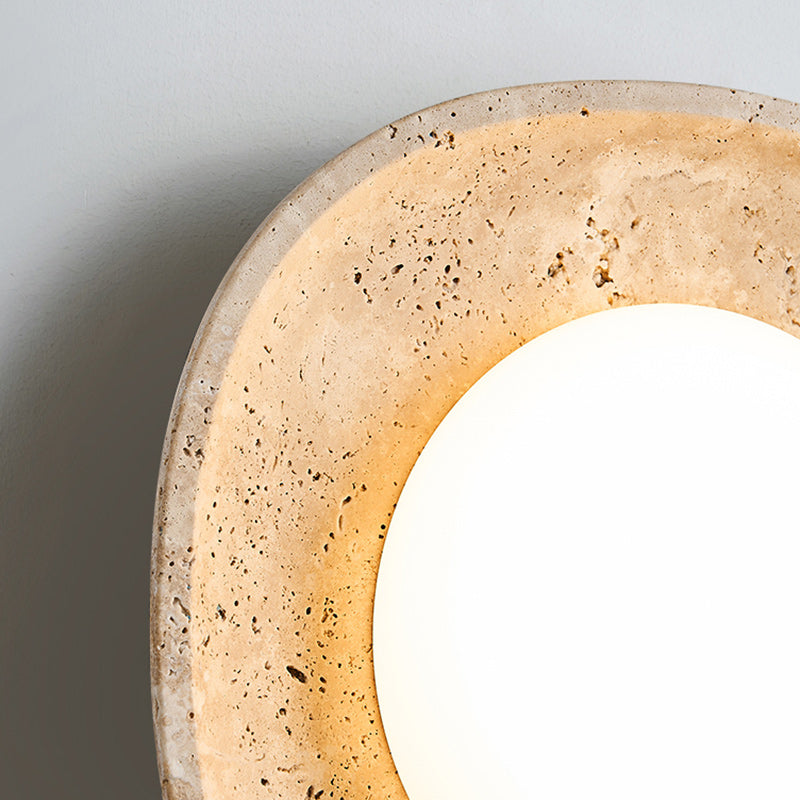 Round Yellow Travertine Rotational Wall Lamp